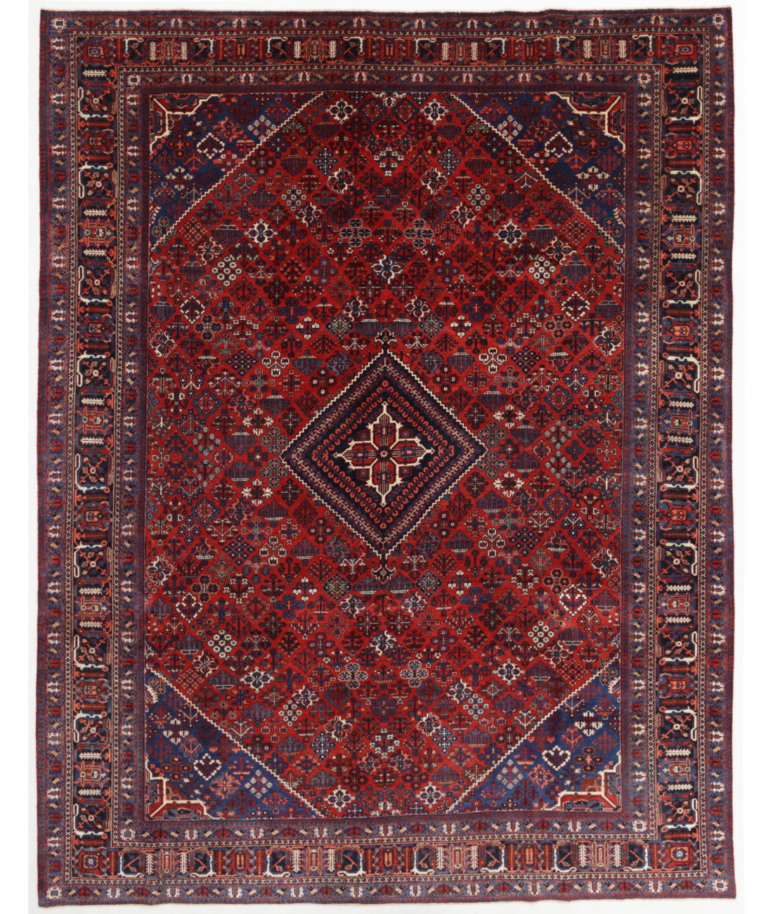 Hand Knotted Josheghan Wool Rug  - 10' 8" X 13' 6" 10' 8" X 13' 6" (325 X 411) / Red / Blue