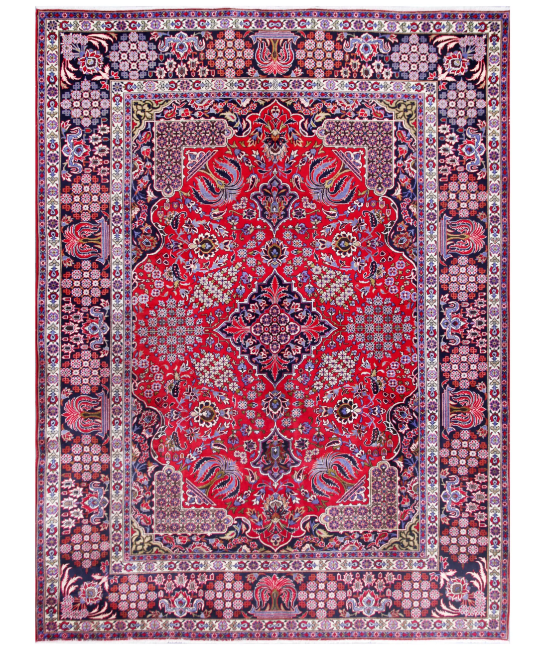 Hand Knotted Kashan Wool Rug  - 9&#39; 5&quot; X 12&#39; 10&quot; 9&#39; 5&quot; X 12&#39; 10&quot; (287 X 391) / Red / Black