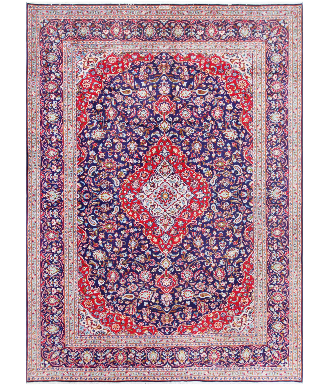 Hand Knotted Kashan Wool Rug  - 9&#39; 10&quot; X 13&#39; 3&quot; 9&#39; 10&quot; X 13&#39; 3&quot; (300 X 404) / Red / Black