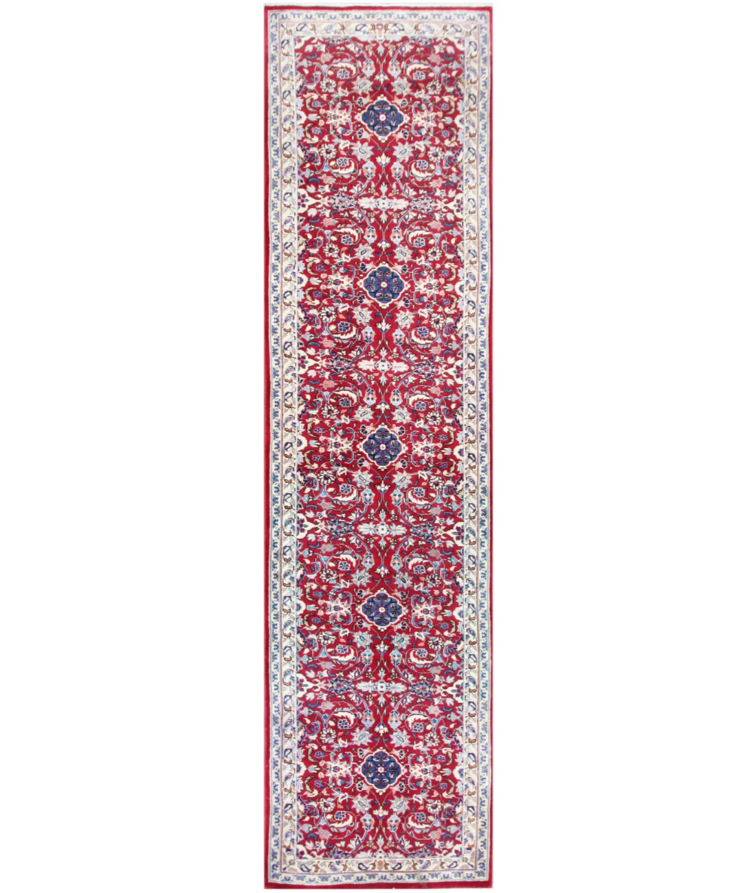 Hand Knotted Kashan Wool Rug  - 2' 11" X 10' 11" 2' 11" X 10' 11" (89 X 333) / Red / Ivory