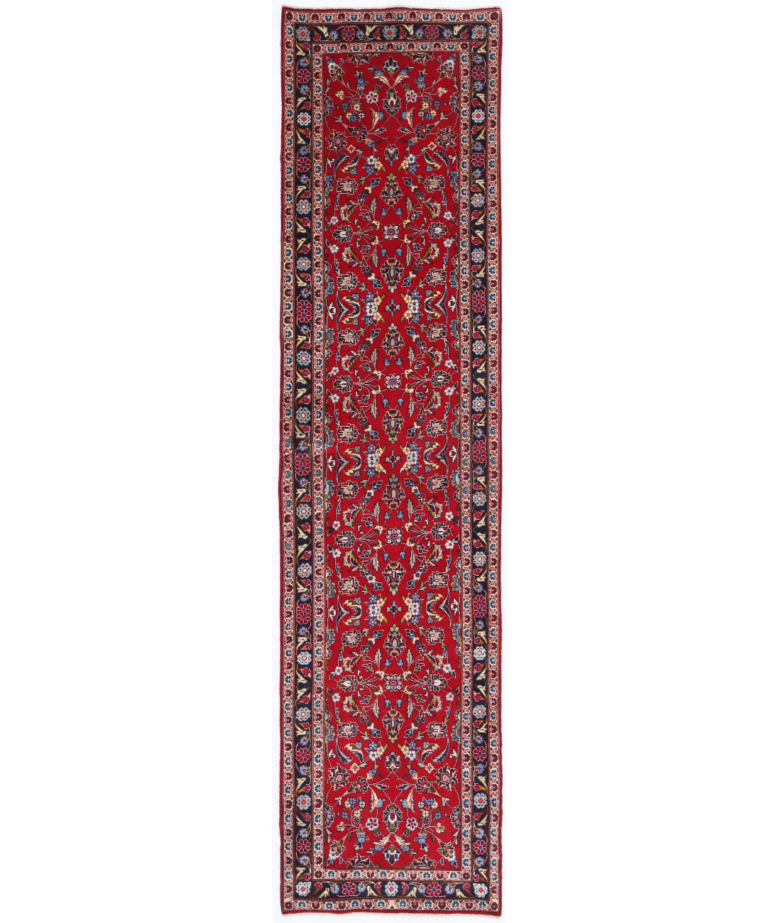 Hand Knotted Kashan Wool Rug  - 2&#39; 5&quot; X 10&#39; 0&quot; 2&#39; 5&quot; X 10&#39; 0&quot; (74 X 305) / Red / Black