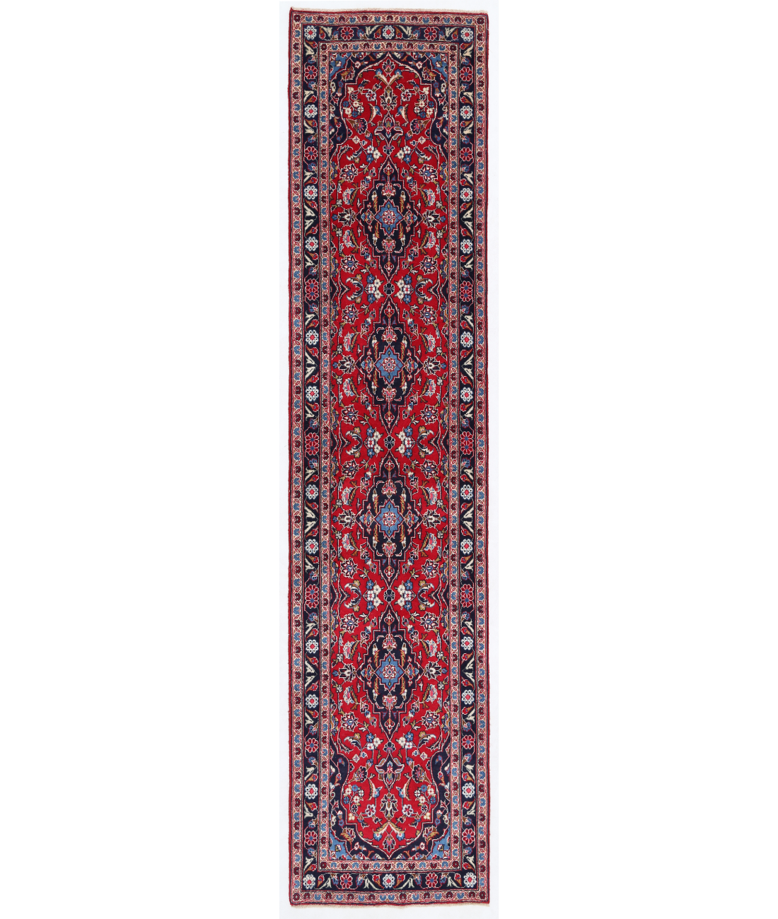 Hand Knotted Kashan Wool Rug  - 2' 2" X 10' 3" 2' 2" X 10' 3" (66 X 312) / Red / Black