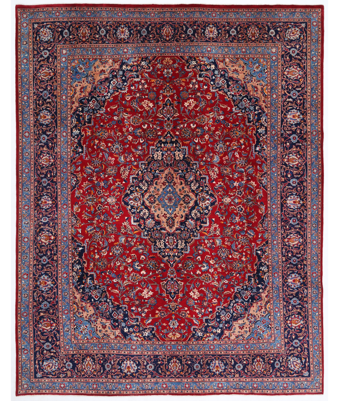 Hand Knotted Kashan Wool Rug  - 9&#39; 9&quot; X 12&#39; 3&quot; 9&#39; 9&quot; X 12&#39; 3&quot; (297 X 373) / Red / Black