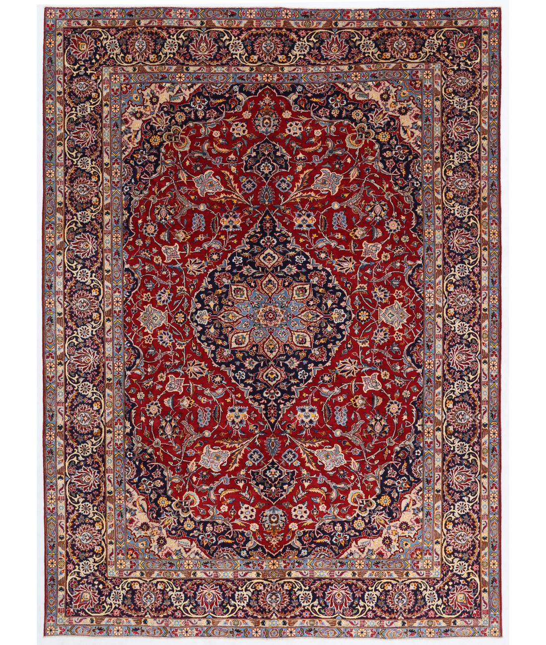 Hand Knotted Kashan Wool Rug  - 8&#39; 6&quot; X 11&#39; 11&quot; 8&#39; 6&quot; X 11&#39; 11&quot; (259 X 363) / Red / Black