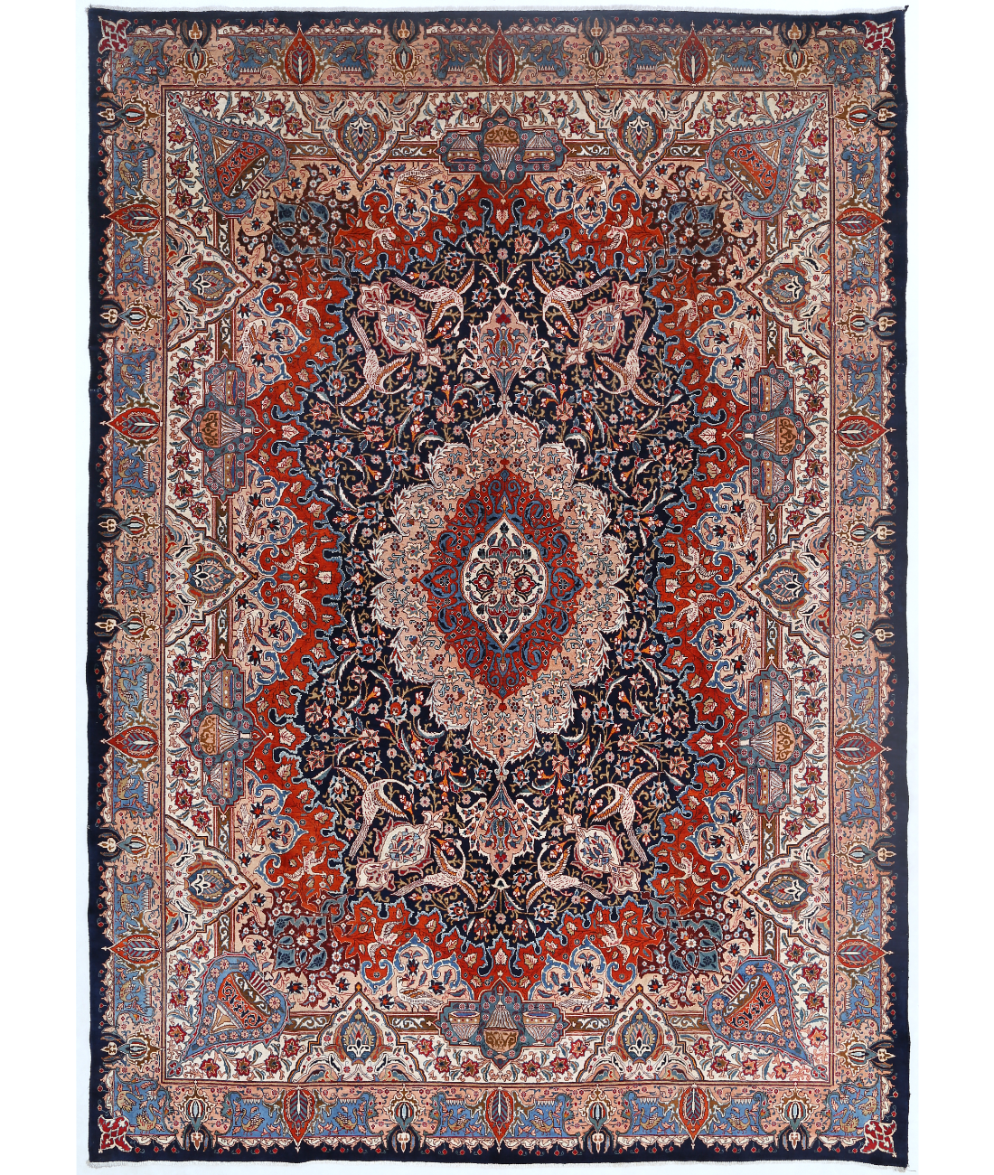 Hand Knotted Kashmar Wool Rug  - 9&#39; 6&quot; X 13&#39; 7&quot; 9&#39; 6&quot; X 13&#39; 7&quot; (290 X 414) / Blue / Rust