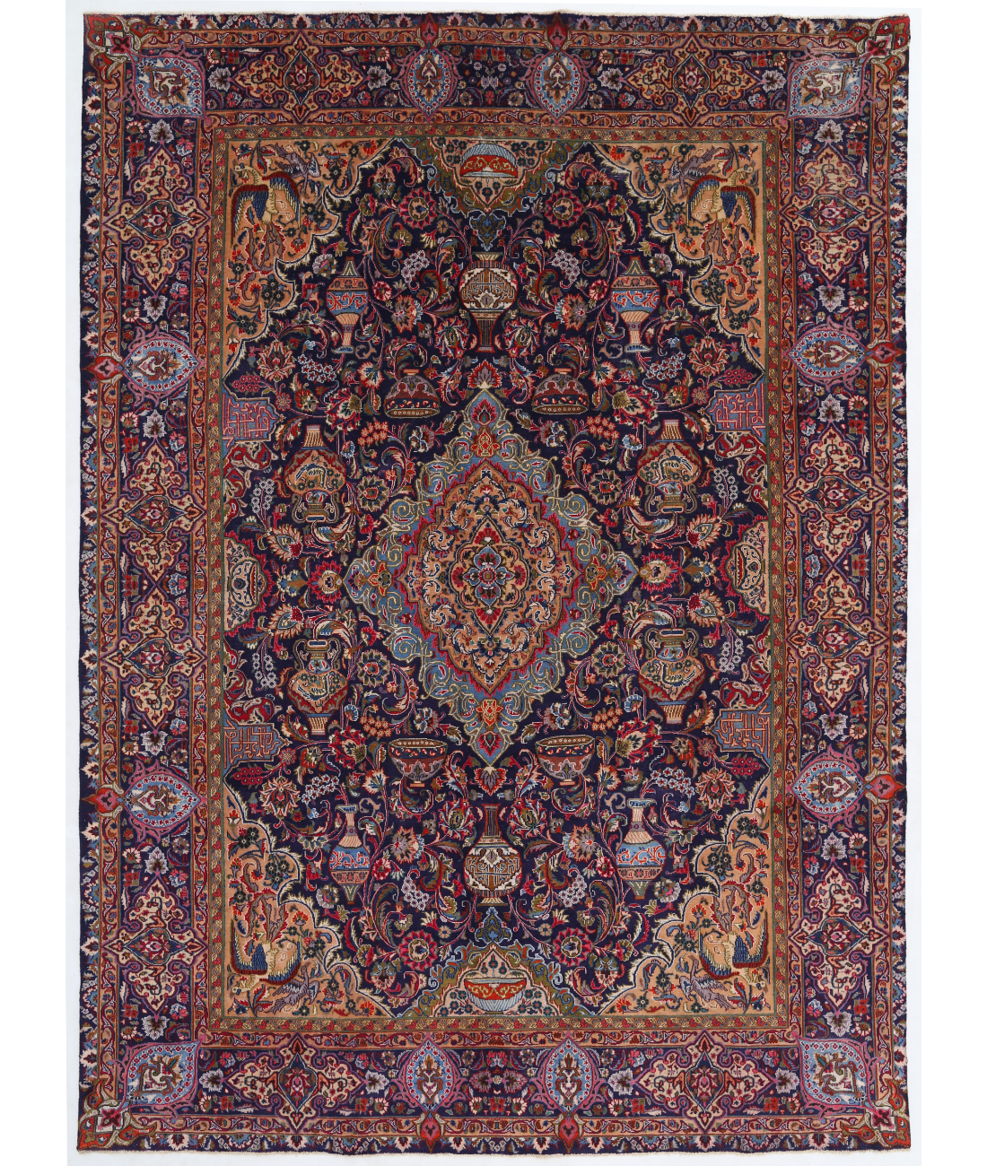 Hand Knotted Kashmar Wool Rug  - 9' 2" X 12' 10" 9' 2" X 12' 10" (279 X 391) / Black / Red