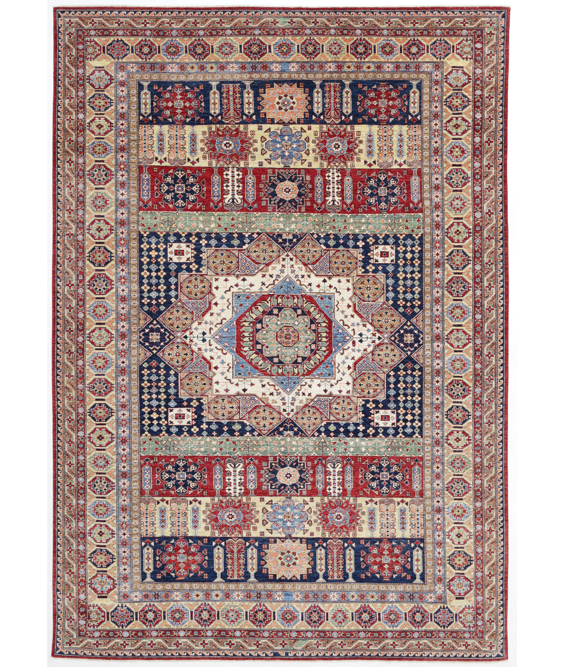 Hand Knotted Kazak Wool Rug  - 8&#39; 8&quot; X 12&#39; 8&quot; 8&#39; 8&quot; X 12&#39; 8&quot; (264 X 386) / Red / Blue