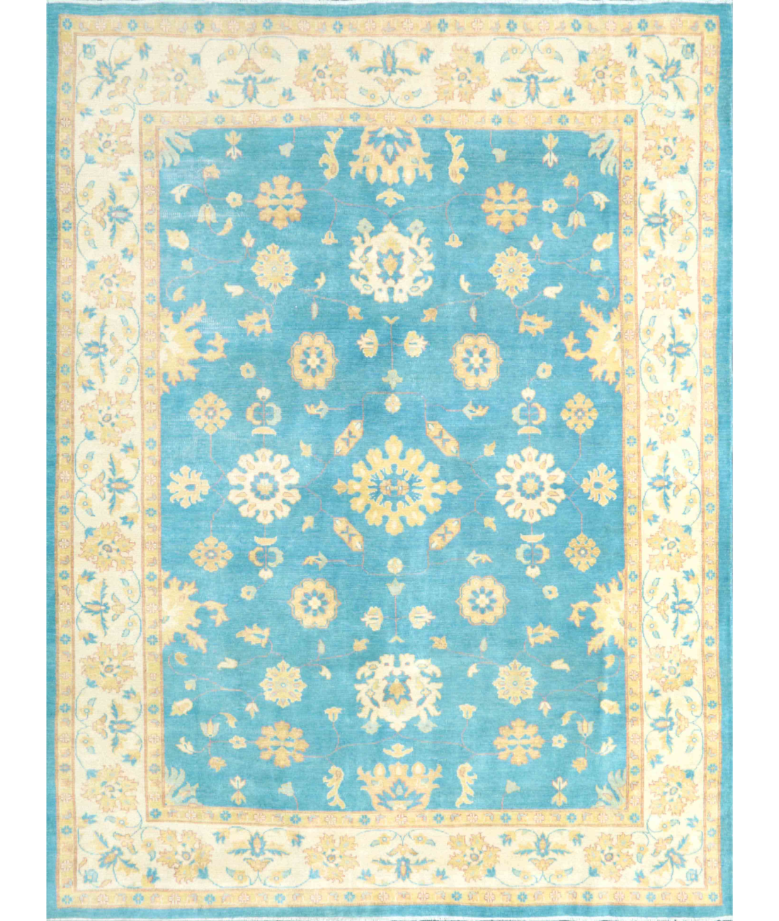 Hand Knotted Kazak Wool Rug  - 8&#39; 11&quot; X 11&#39; 9&quot; 8&#39; 11&quot; X 11&#39; 9&quot; (272 X 358) / Blue / Ivory