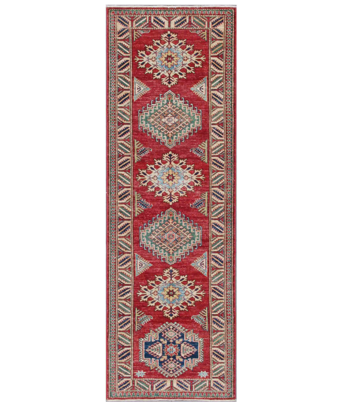 Hand Knotted Kazak Wool Rug  - 2&#39; 8&quot; X 8&#39; 0&quot; 2&#39; 8&quot; X 8&#39; 0&quot; (81 X 244) / Red / Ivory