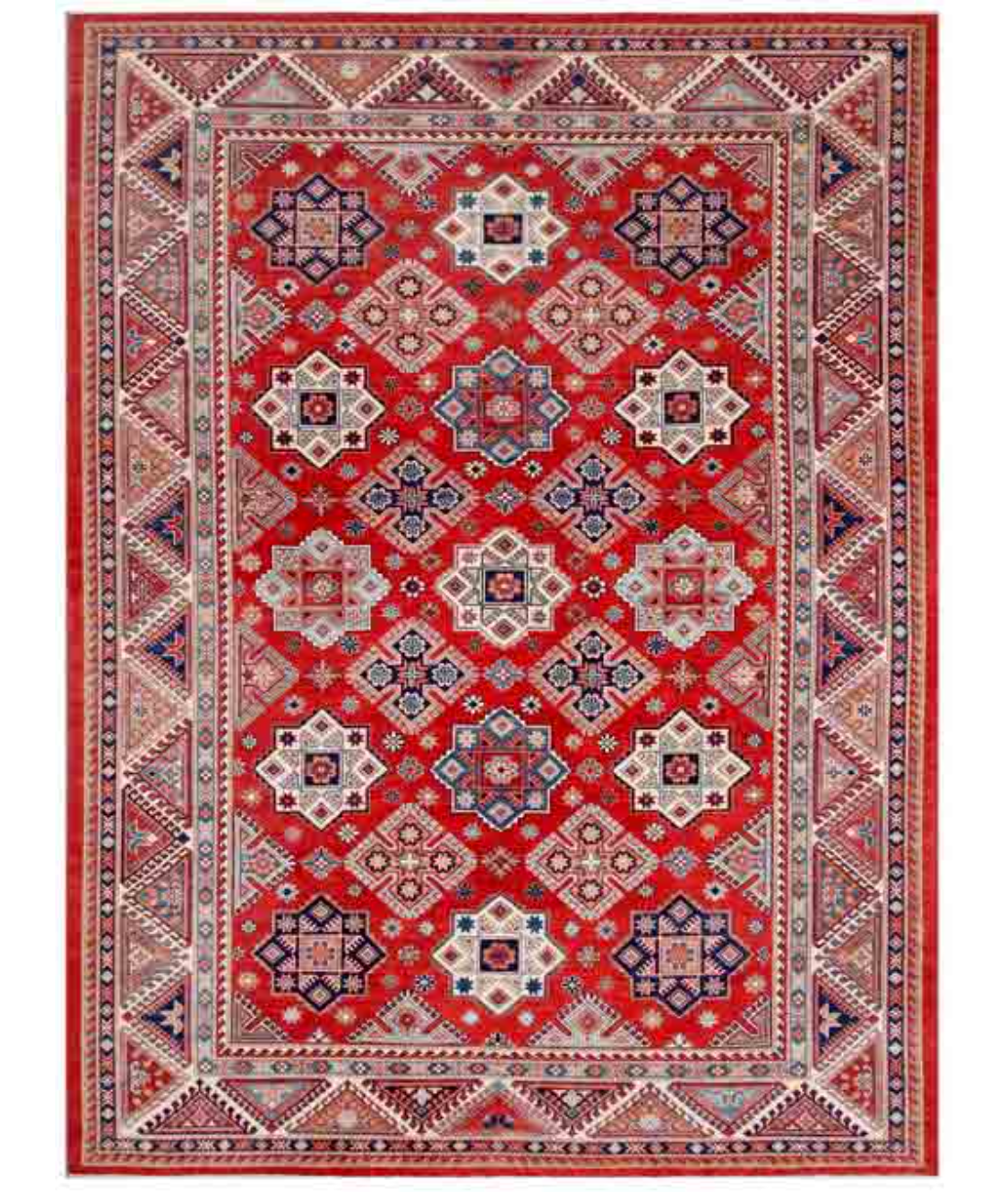 Hand Knotted Kazak Wool Rug  - 10&#39; 5&quot; X 14&#39; 2&quot; 10&#39; 5&quot; X 14&#39; 2&quot; (318 X 432) / Red / Ivory