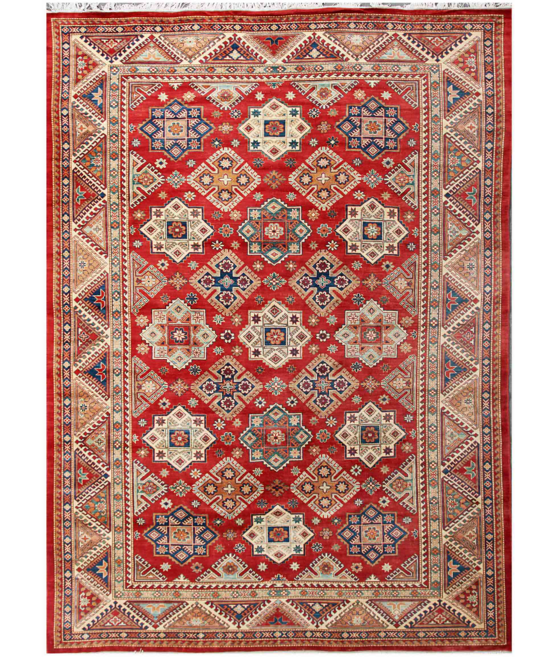 Hand Knotted Kazak Wool Rug  - 10&#39; 3&quot; X 13&#39; 10&quot; 10&#39; 3&quot; X 13&#39; 10&quot; (312 X 422) / Red / Ivory