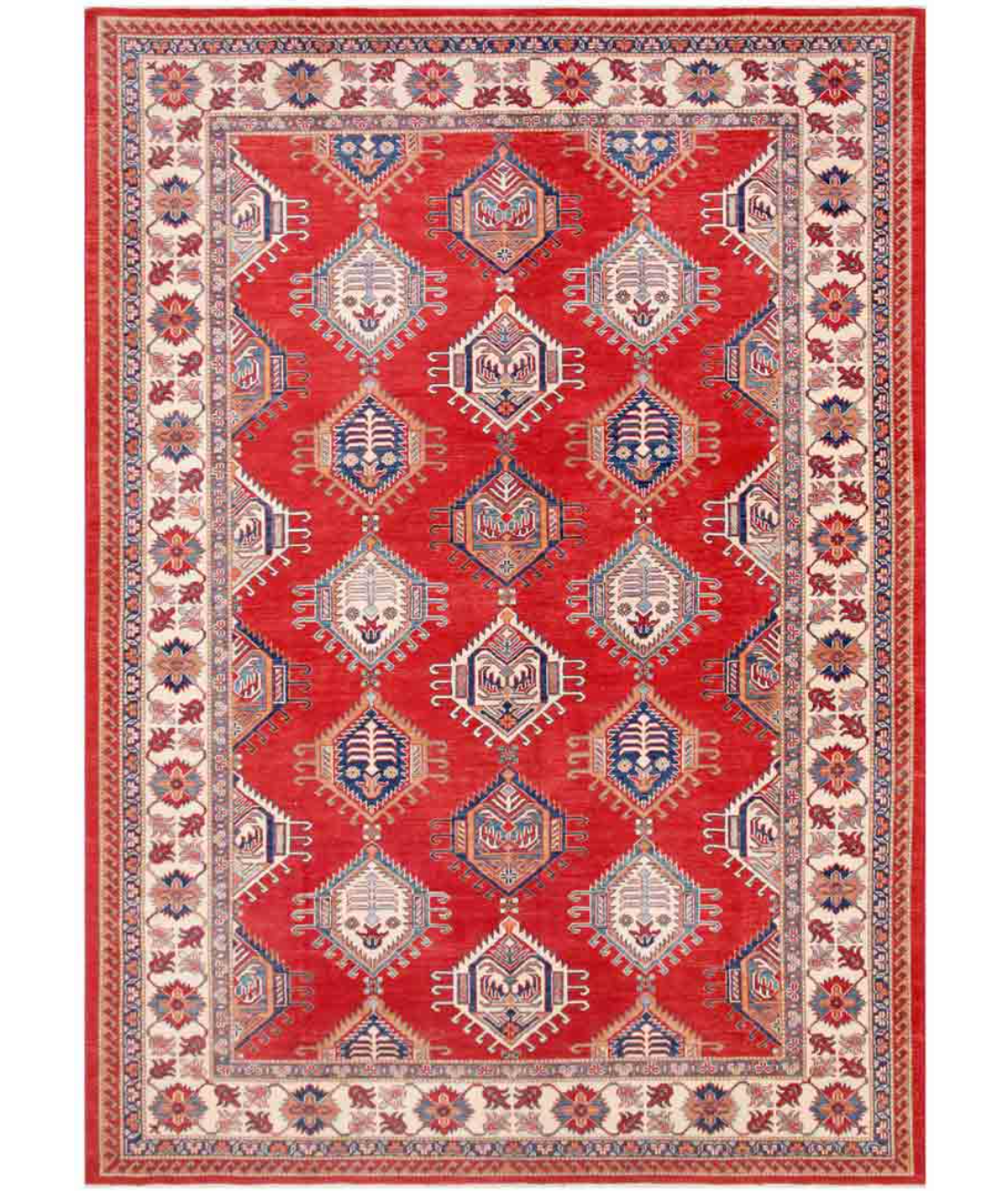 Hand Knotted Kazak Wool Rug  - 10&#39; 5&quot; X 14&#39; 1&quot; 10&#39; 5&quot; X 14&#39; 1&quot; (318 X 429) / Red / Ivory