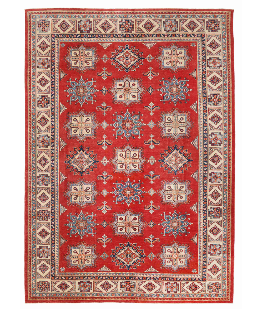 Hand Knotted Kazak Wool Rug  - 10&#39; 1&quot; X 14&#39; 0&quot; 10&#39; 1&quot; X 14&#39; 0&quot; (307 X 427) / Red / Ivory