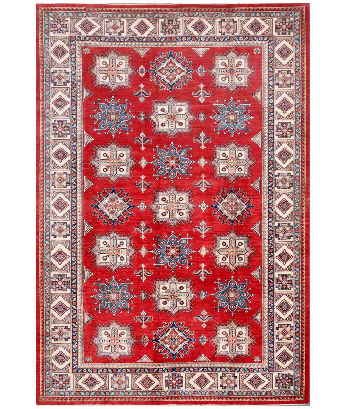 Hand Knotted Kazak Wool Rug  - 9&#39; 10&quot; X 14&#39; 1&quot; 9&#39; 10&quot; X 14&#39; 1&quot; (300 X 429) / Red / Ivory