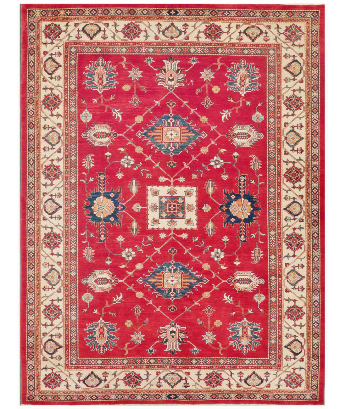 Hand Knotted Kazak Wool Rug  - 9&#39; 2&quot; X 12&#39; 0&quot; 9&#39; 2&quot; X 12&#39; 0&quot; (279 X 366) / Red / Ivory