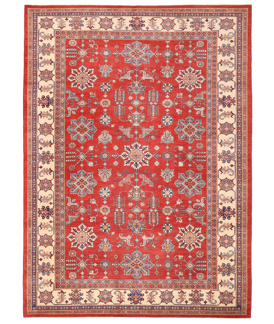 Hand Knotted Kazak Wool Rug  - 10' 5" X 14' 5" 10' 5" X 14' 5" (318 X 439) / Red / Ivory