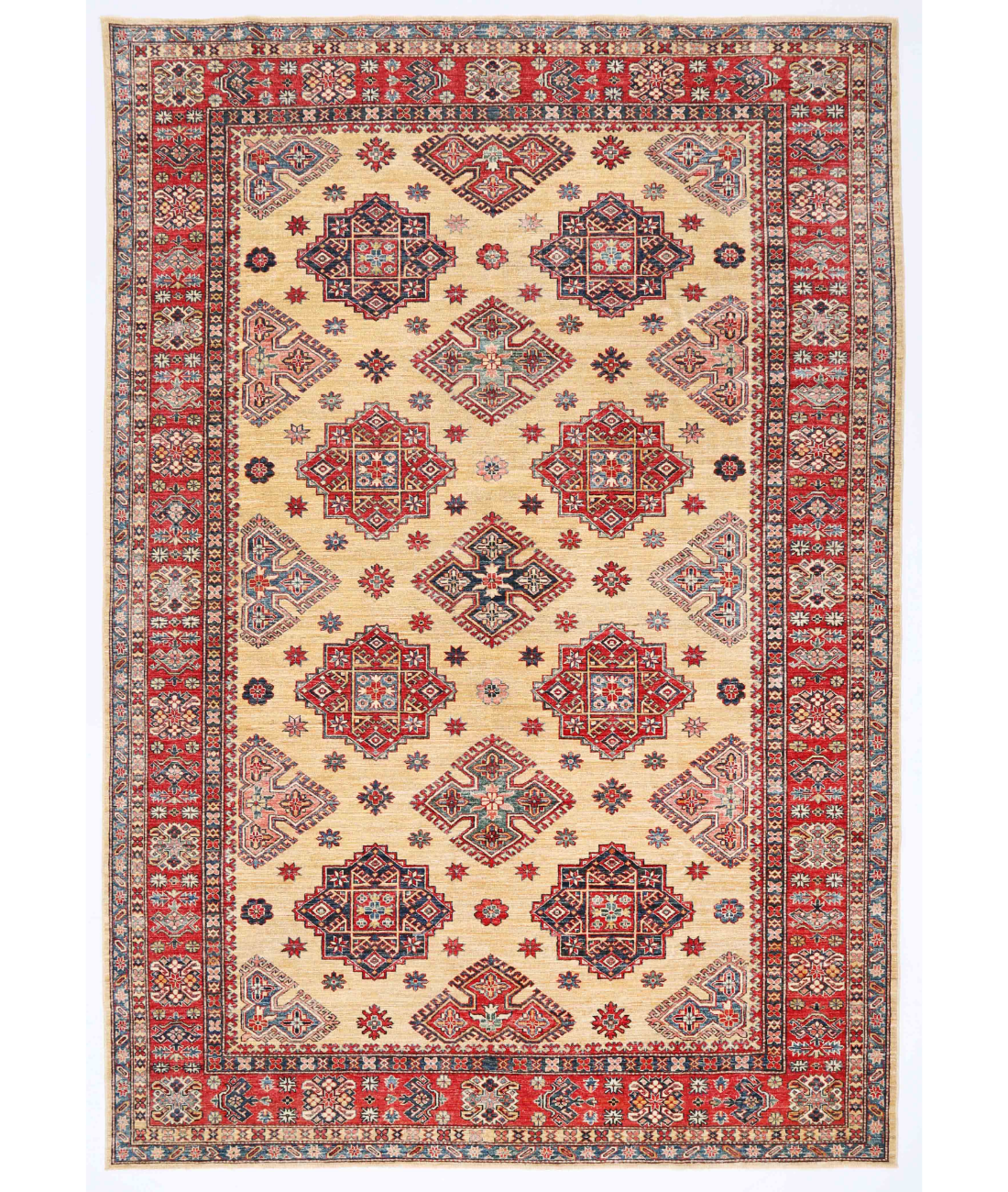 Hand Knotted Kazak Wool Rug  - 8&#39; 0&quot; X 11&#39; 4&quot; 8&#39; 0&quot; X 11&#39; 4&quot; (244 X 345) / Beige / Red