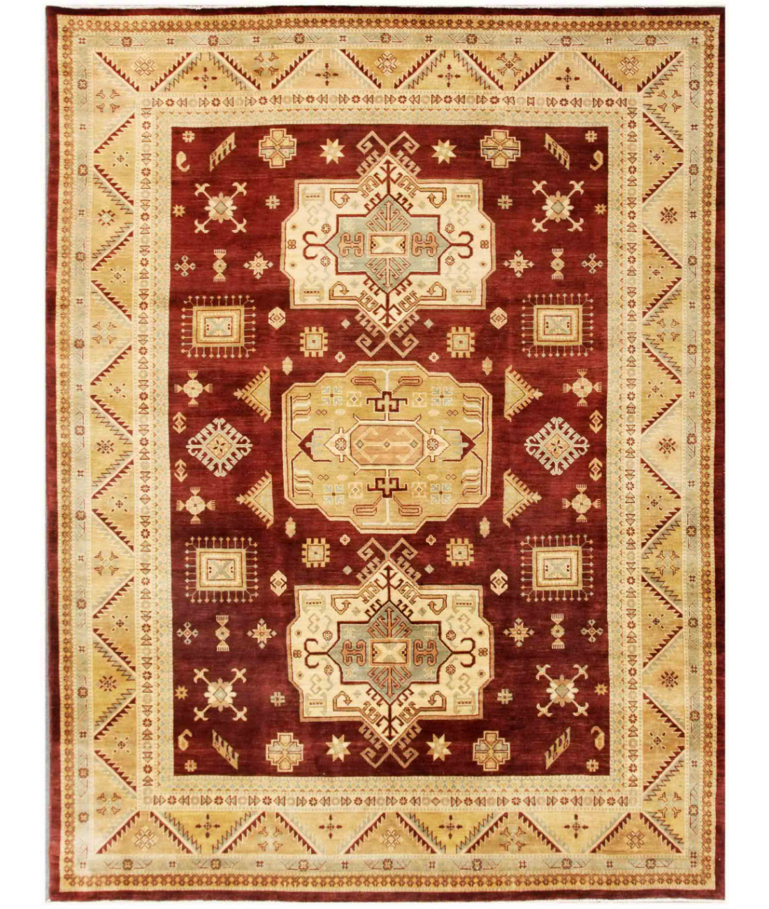 Hand Knotted Kazak Wool Rug  - 9&#39; 0&quot; X 11&#39; 9&quot; 9&#39; 0&quot; X 11&#39; 9&quot; (274 X 358) / Brown / N/A