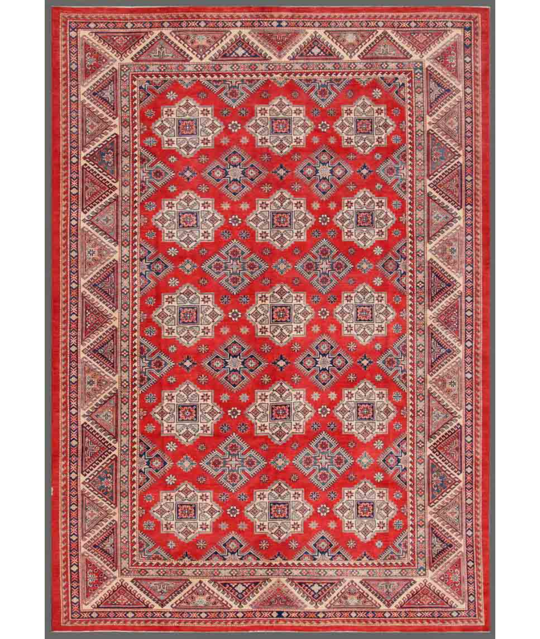 Hand Knotted Kazak Wool Rug  - 10&#39; 1&quot; X 14&#39; 0&quot; 10&#39; 1&quot; X 14&#39; 0&quot; (307 X 427) / Red / Ivory