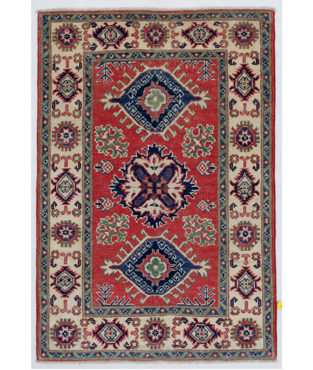 Hand Knotted Kazak Wool Rug  - 2&#39; 8&quot; X 3&#39; 10&quot; 2&#39; 8&quot; X 3&#39; 10&quot; (81 X 117) / Red / Ivory