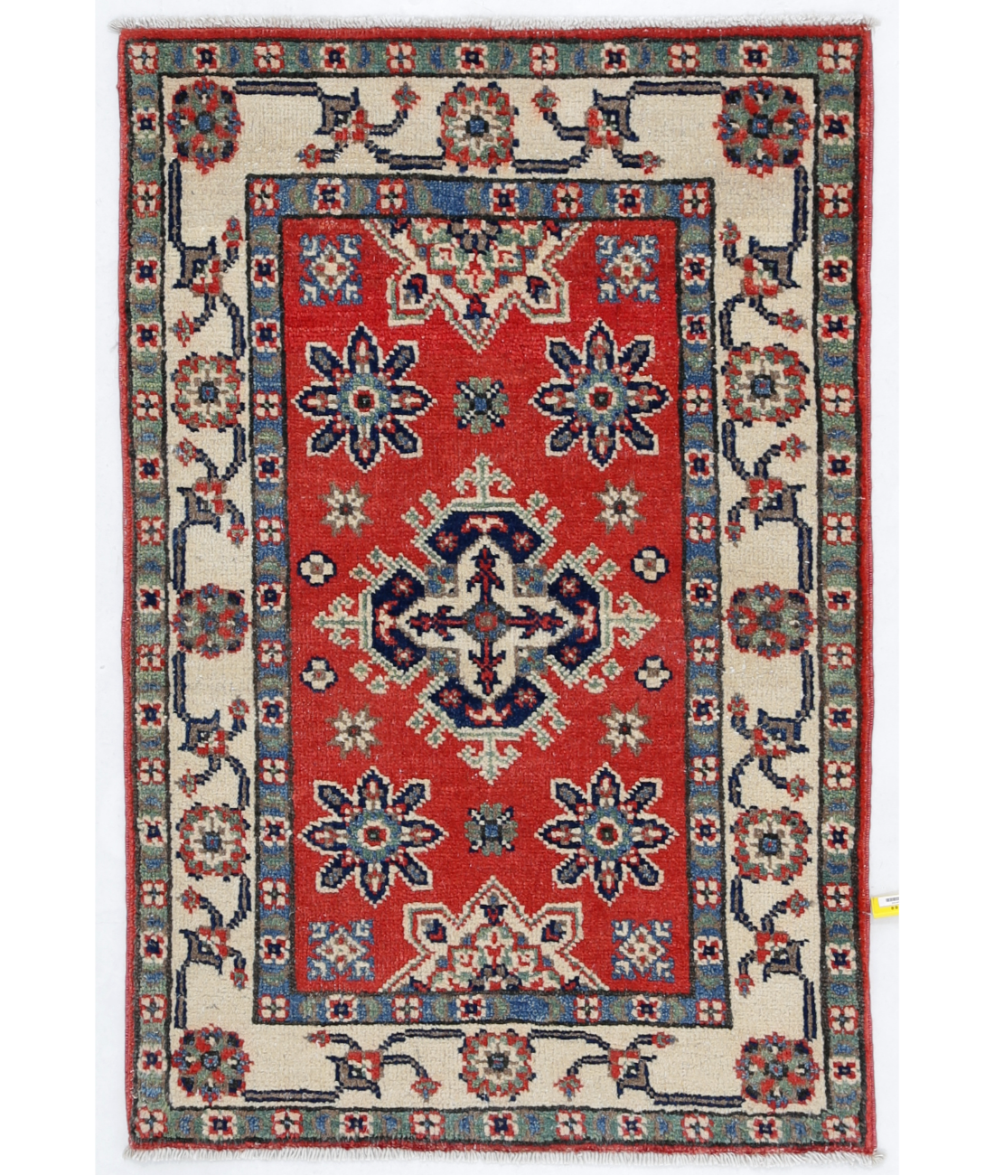 Hand Knotted Kazak Wool Rug  - 1' 11" X 2' 11" 1' 11" X 2' 11" (58 X 89) / Red / Ivory