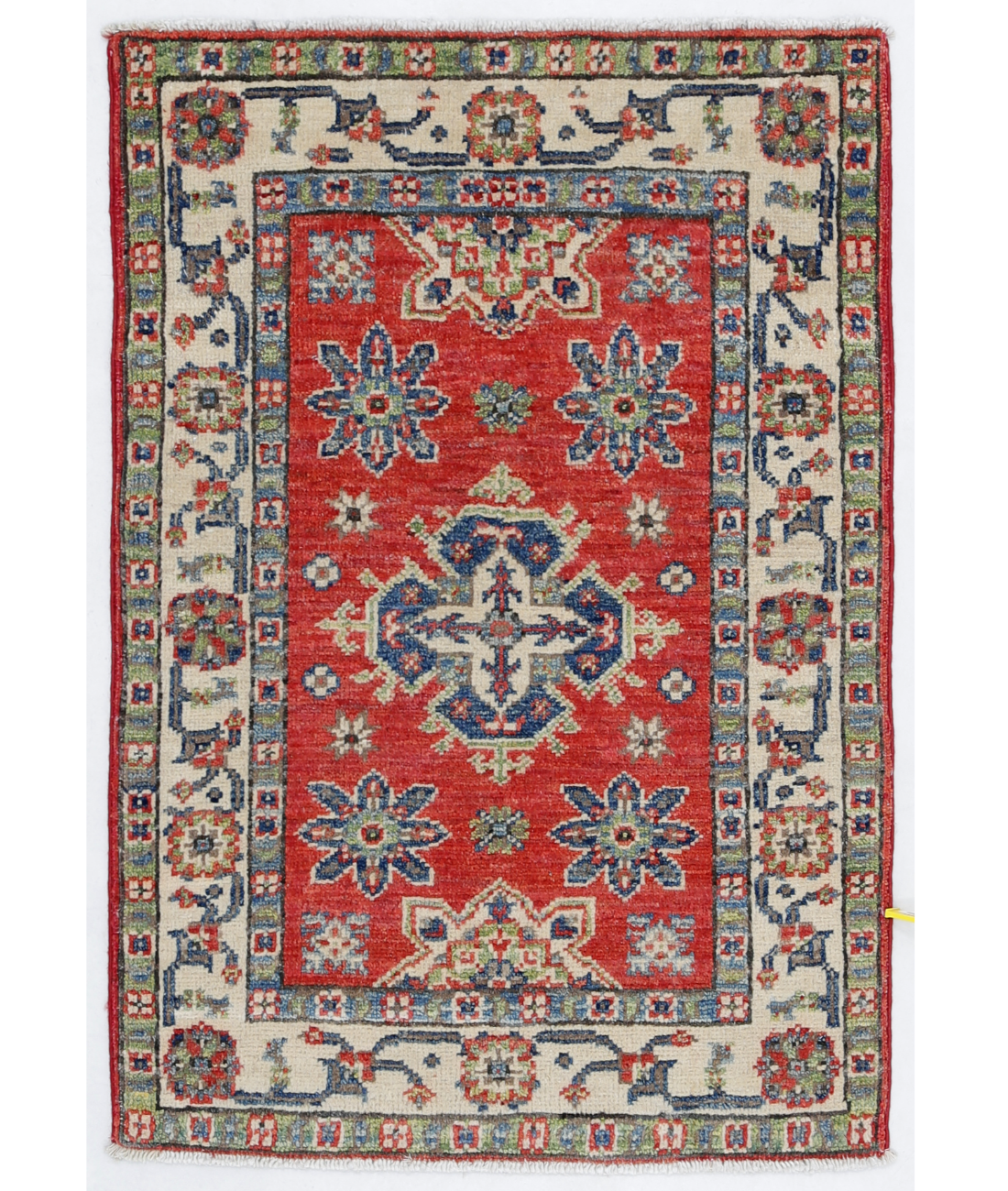 Hand Knotted Kazak Wool Rug  - 2&#39; 0&quot; X 2&#39; 11&quot; 2&#39; 0&quot; X 2&#39; 11&quot; (61 X 89) / Red / Ivory