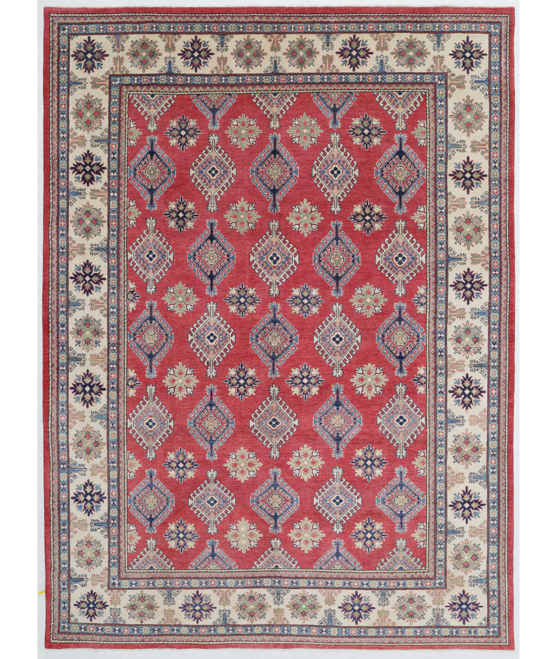 Hand Knotted Kazak Wool Rug  - 9&#39; 0&quot; X 12&#39; 3&quot; 9&#39; 0&quot; X 12&#39; 3&quot; (274 X 373) / Red / Ivory