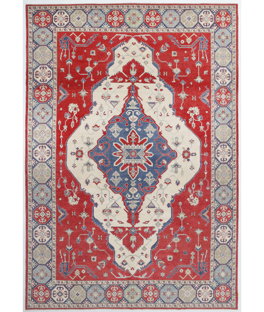 Hand Knotted Kazak Wool Rug  - 9&#39; 10&quot; X 14&#39; 8&quot; 9&#39; 10&quot; X 14&#39; 8&quot; (300 X 447) / Red / Ivory