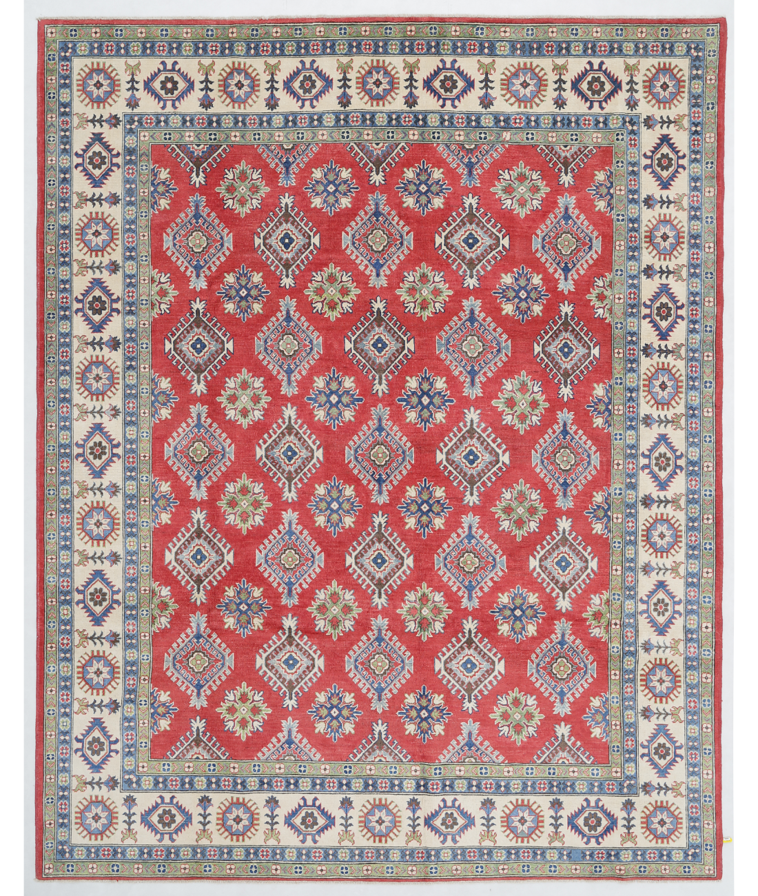 Hand Knotted Kazak Wool Rug  - 8&#39; 8&quot; X 11&#39; 0&quot; 8&#39; 8&quot; X 11&#39; 0&quot; (264 X 335) / Red / Ivory