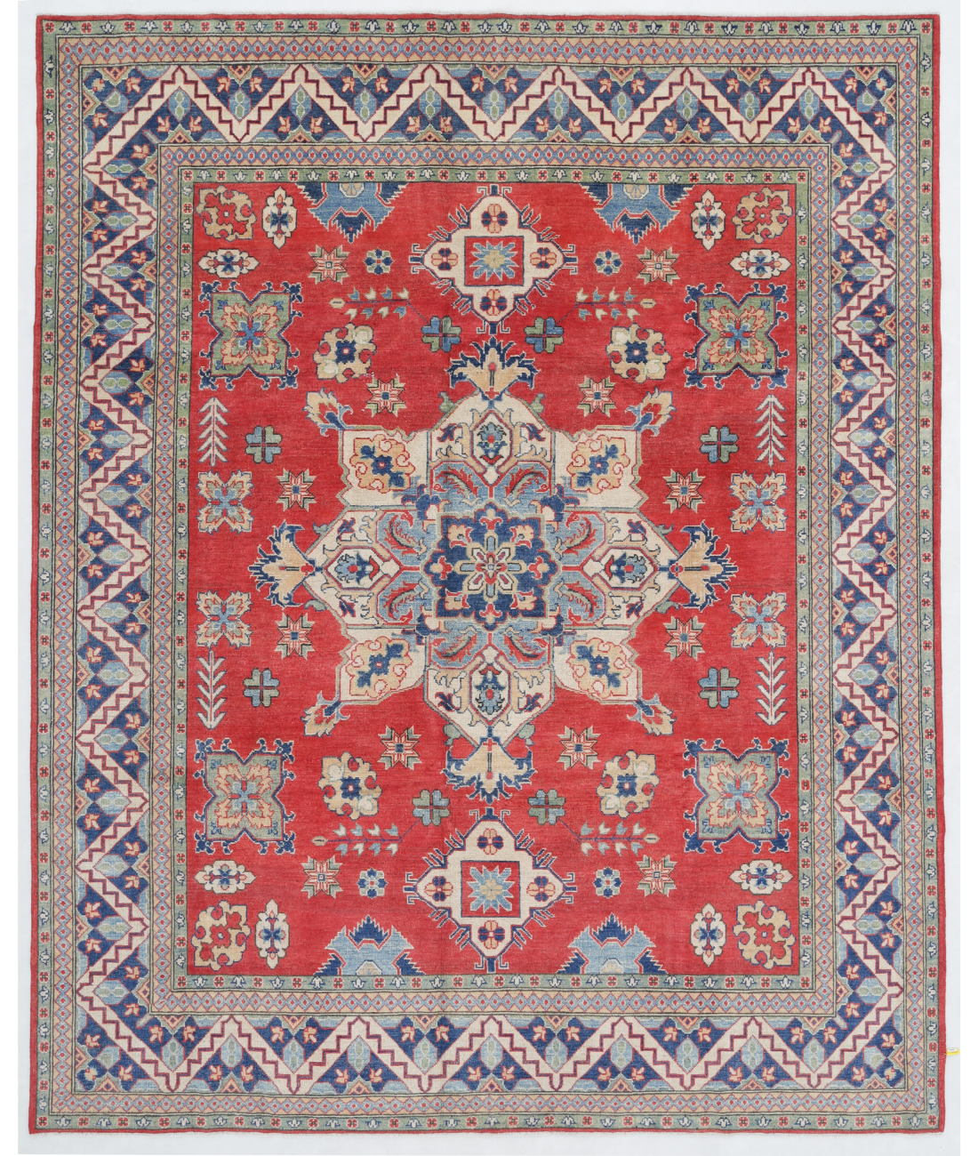 Hand Knotted Kazak Wool Rug  - 8&#39; 0&quot; X 9&#39; 10&quot; 8&#39; 0&quot; X 9&#39; 10&quot; (244 X 300) / Red / Ivory