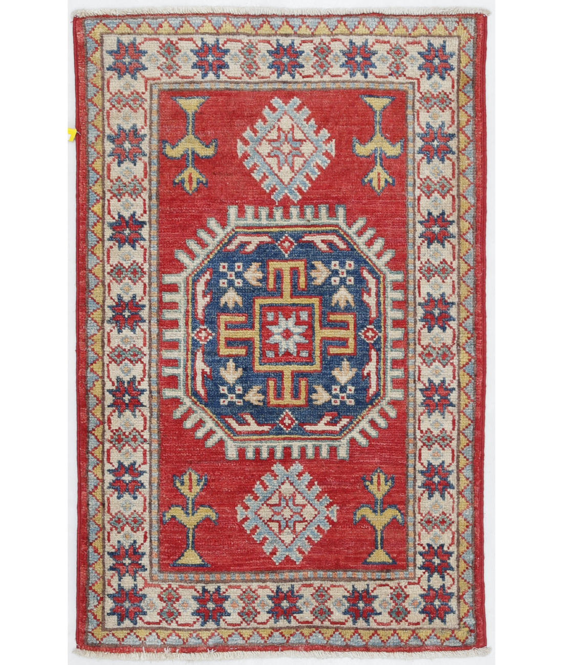 Hand Knotted Kazak Wool Rug  - 1&#39; 10&quot; X 2&#39; 10&quot; 1&#39; 10&quot; X 2&#39; 10&quot; (56 X 86) / Red / Ivory