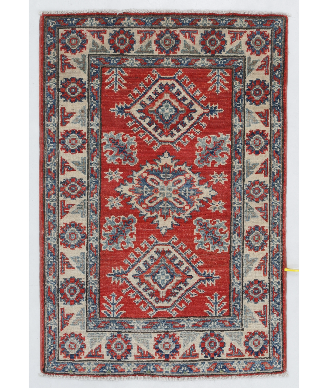 Hand Knotted Kazak Wool Rug  - 2&#39; 0&quot; X 3&#39; 1&quot; 2&#39; 0&quot; X 3&#39; 1&quot; (61 X 94) / Red / Ivory