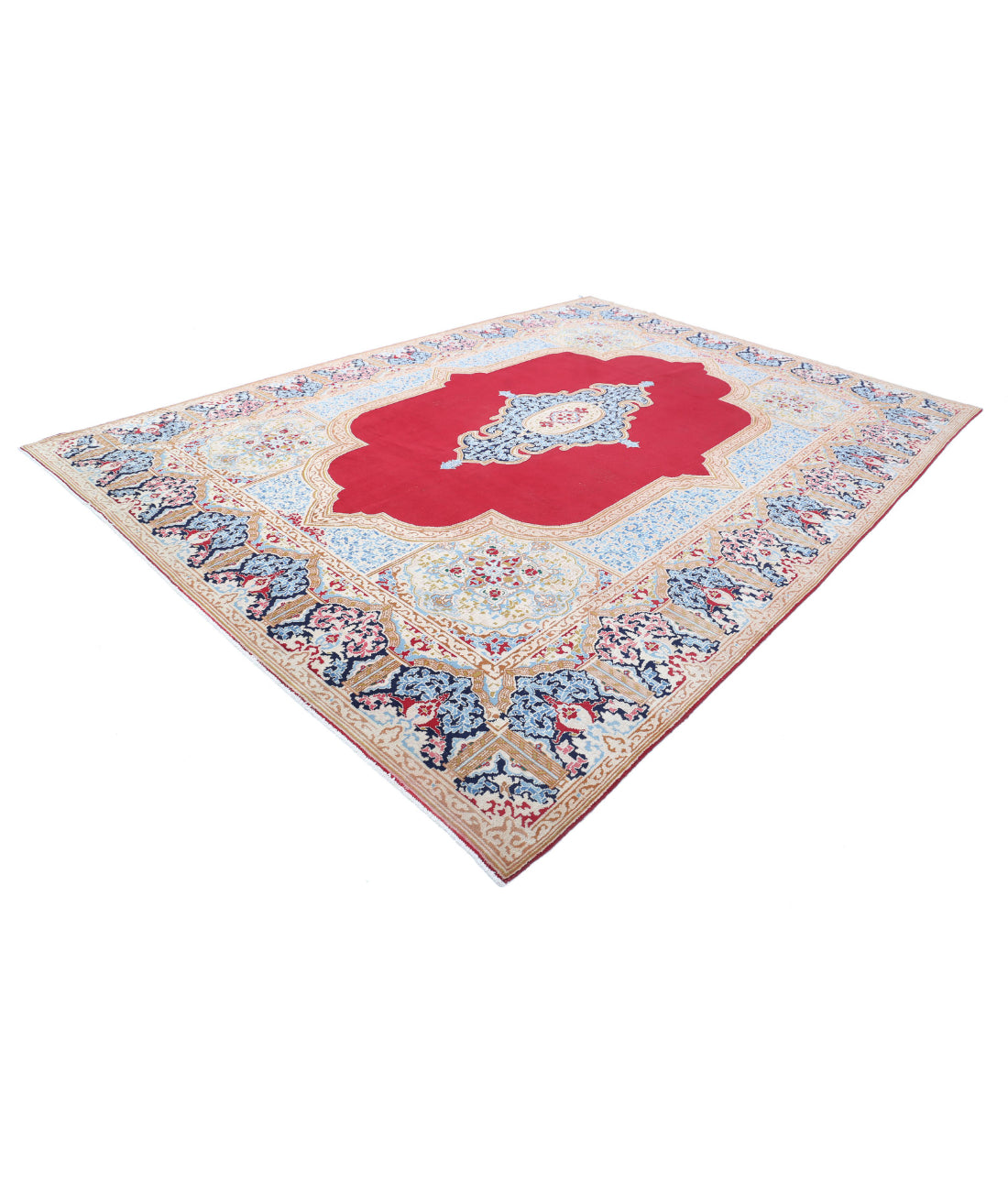 Hand Knotted Persian Kerman Wool Rug - 9'8'' x 13'4'' 9'8'' x 13'4'' (290 X 400) / Red / Brown