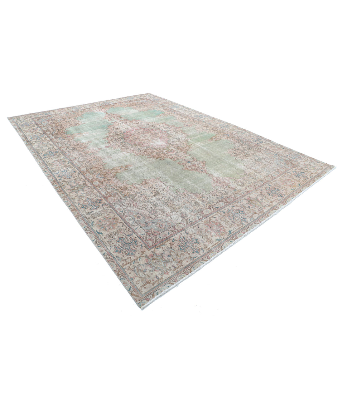 Hand Knotted Vintage Persian Kerman Wool Rug - 9'7'' x 13'1'' 9'7'' x 13'1'' (288 X 393) / Grey / Beige