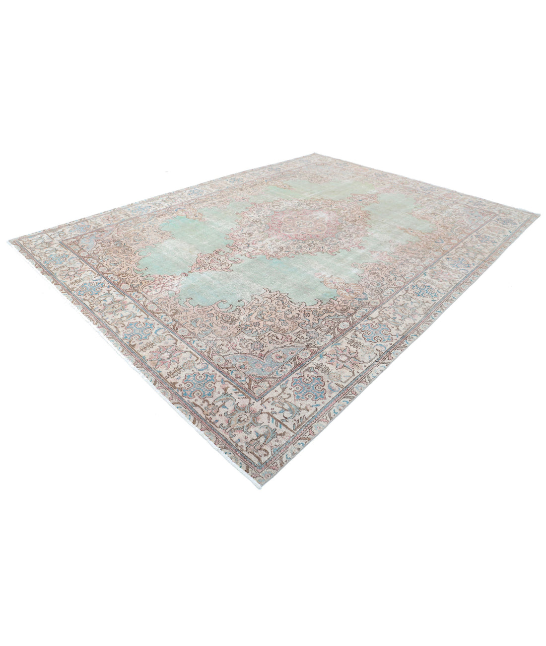 Hand Knotted Vintage Persian Kerman Wool Rug - 9'7'' x 13'1'' 9'7'' x 13'1'' (288 X 393) / Grey / Beige