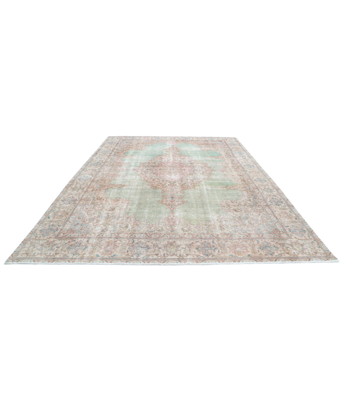 Hand Knotted Vintage Persian Kerman Wool Rug - 9'7'' x 13'1'' 9'7'' x 13'1'' (288 X 393) / Grey / Beige