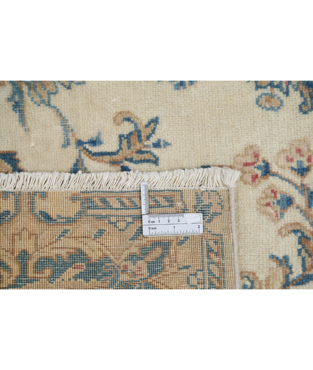 Hand Knotted Vintage Persian Kerman Wool Rug - 5'10'' x 8'6'' 5'10'' x 8'6'' (175 X 255) / Ivory / Blue