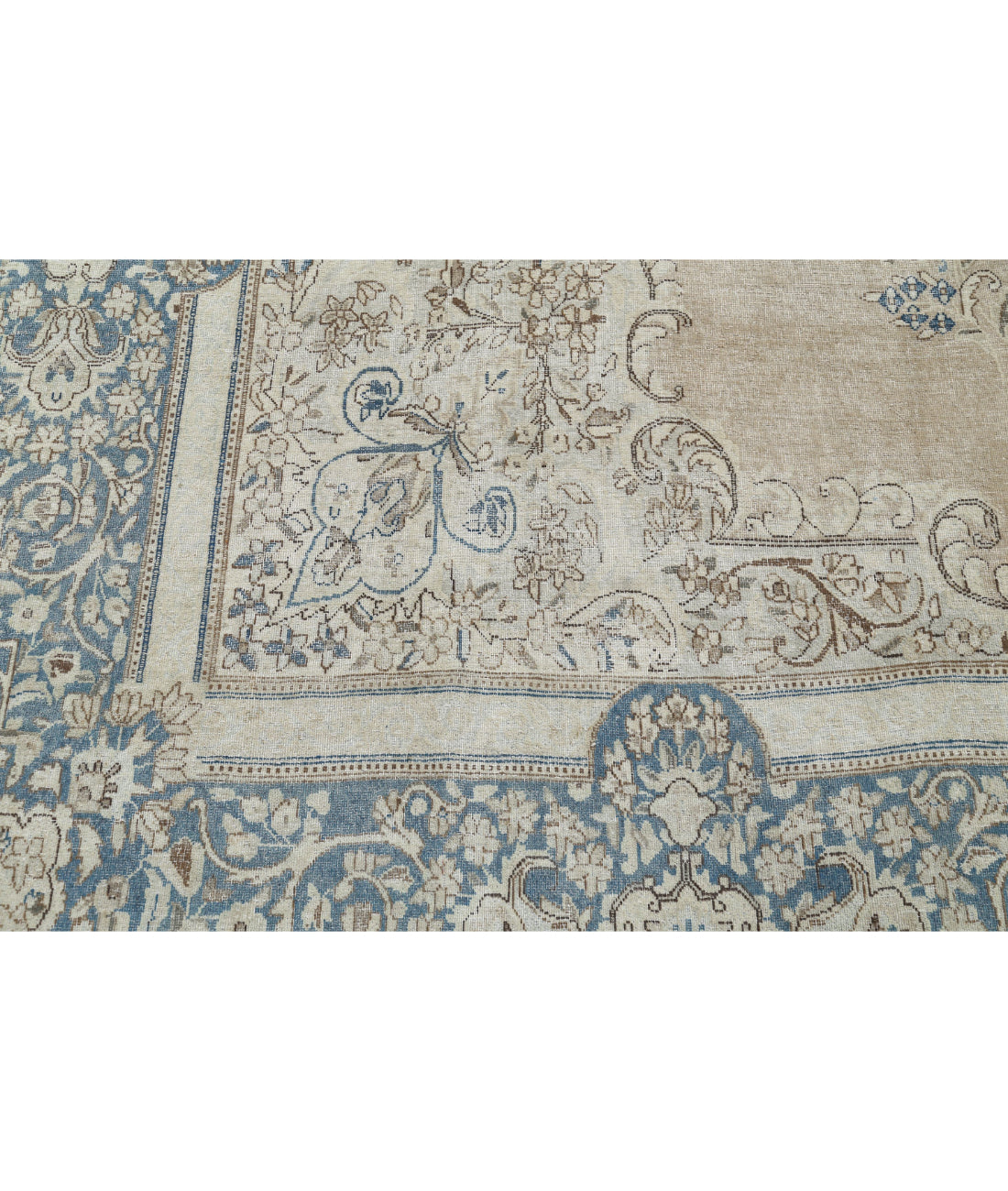 Hand Knotted Vintage Persian Kerman Wool Rug - 9'10'' x 16'2'' 9'10'' x 16'2'' (295 X 485) / Taupe / Blue