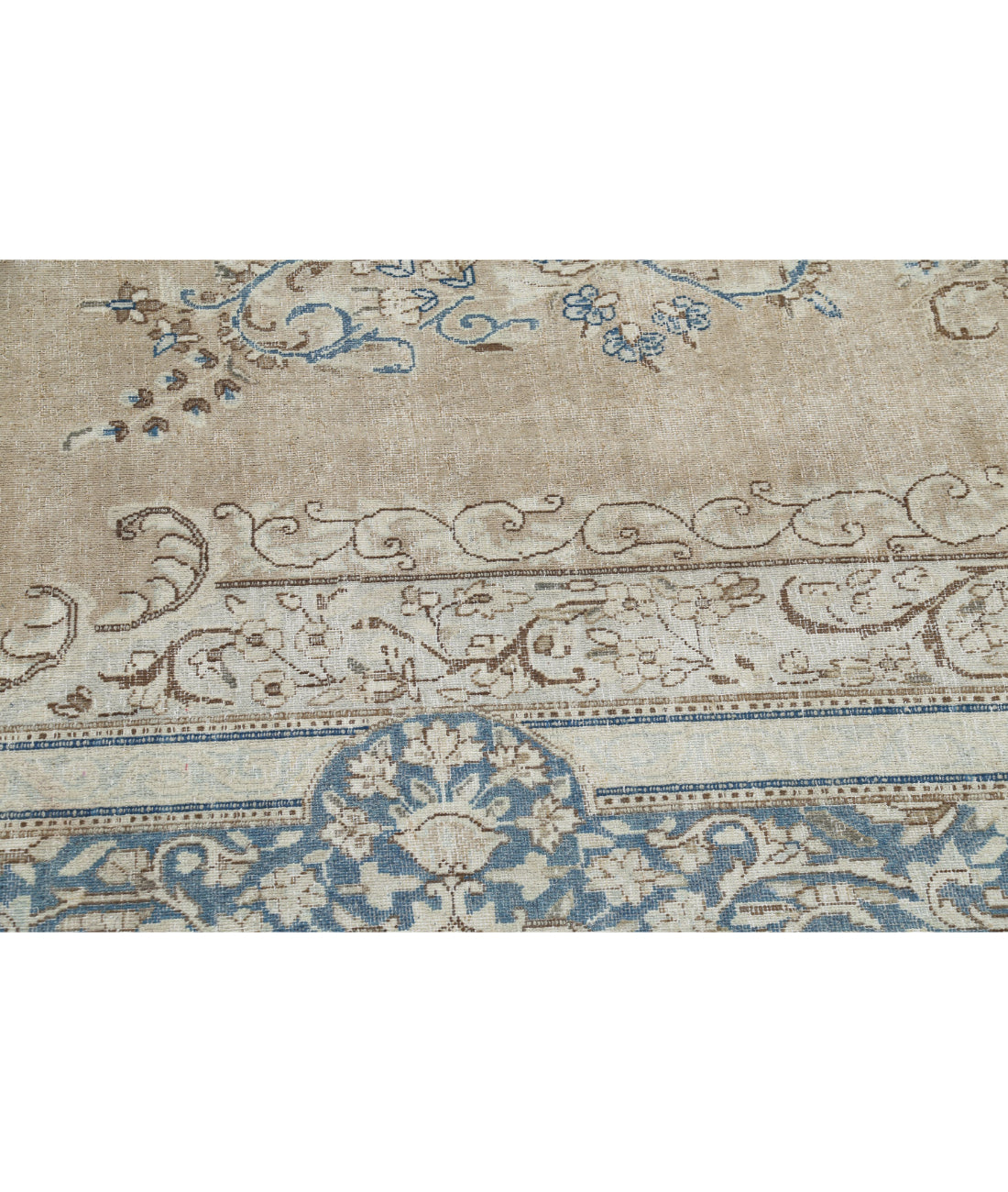 Hand Knotted Vintage Persian Kerman Wool Rug - 9'10'' x 16'2'' 9'10'' x 16'2'' (295 X 485) / Taupe / Blue