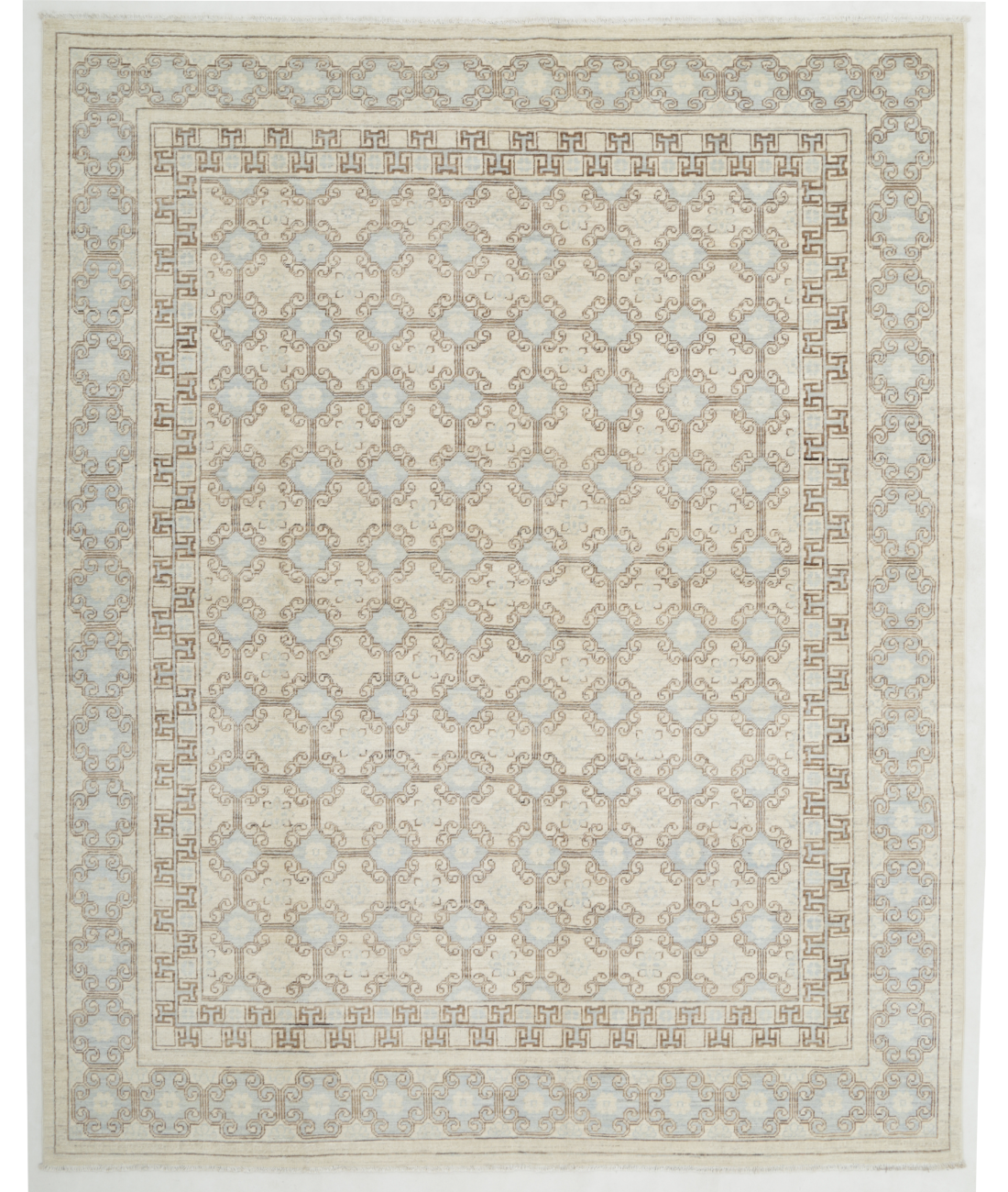 Hand Knotted Khotan Wool Rug  - 7&#39; 10&quot; X 9&#39; 7&quot; 7&#39; 10&quot; X 9&#39; 7&quot; (239 X 292) / Ivory / Blue