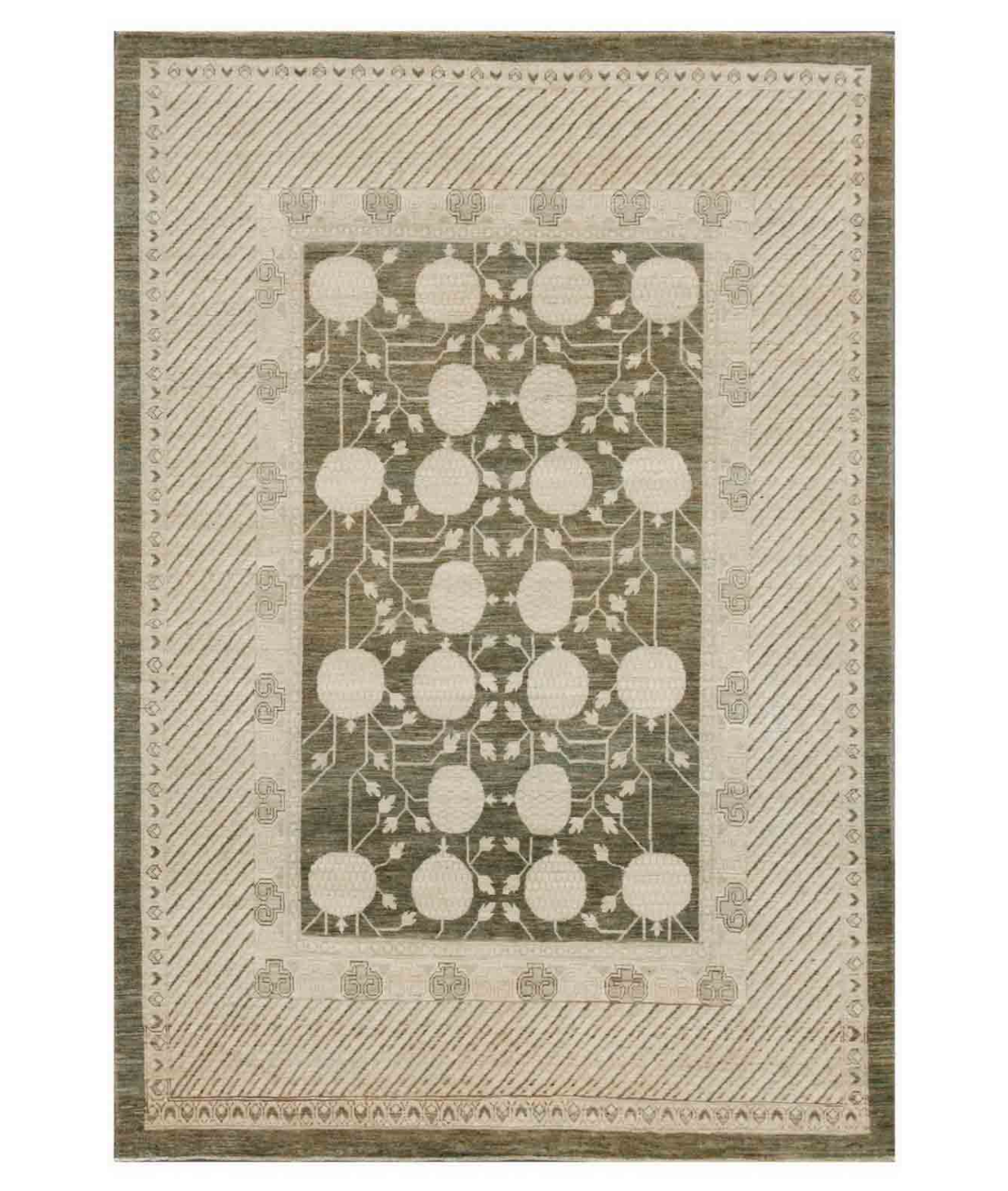 Hand Knotted Khotan Wool Rug  - 6&#39; 1&quot; X 9&#39; 0&quot; 6&#39; 1&quot; X 9&#39; 0&quot; (185 X 274) / Brown / Brown