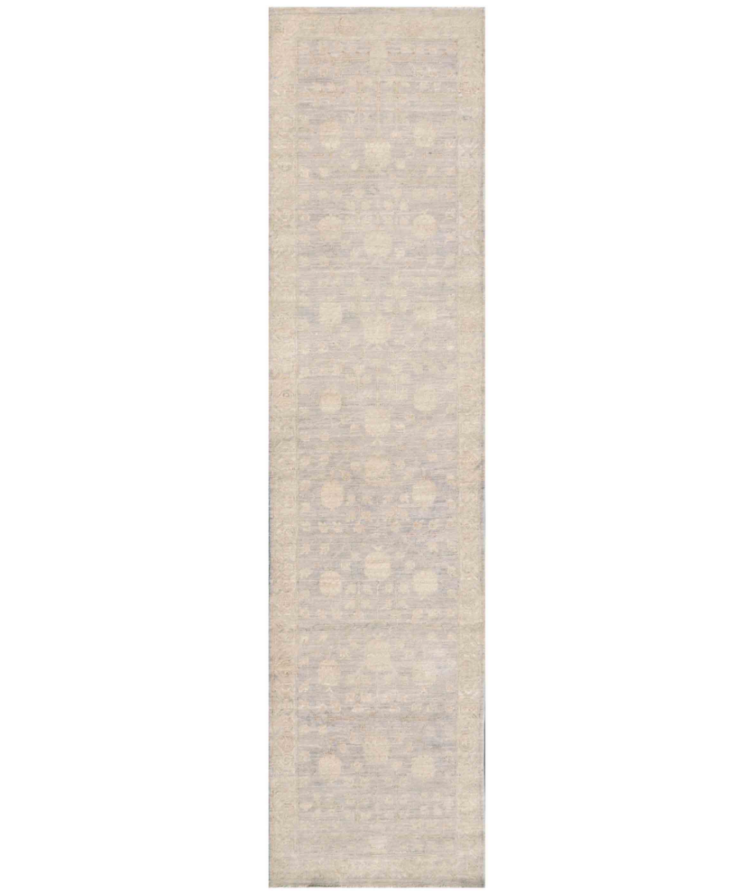 Hand Knotted Khotan Wool Rug  - 2&#39; 7&quot; X 10&#39; 6&quot; 2&#39; 7&quot; X 10&#39; 6&quot; (79 X 320) / Grey / Ivory