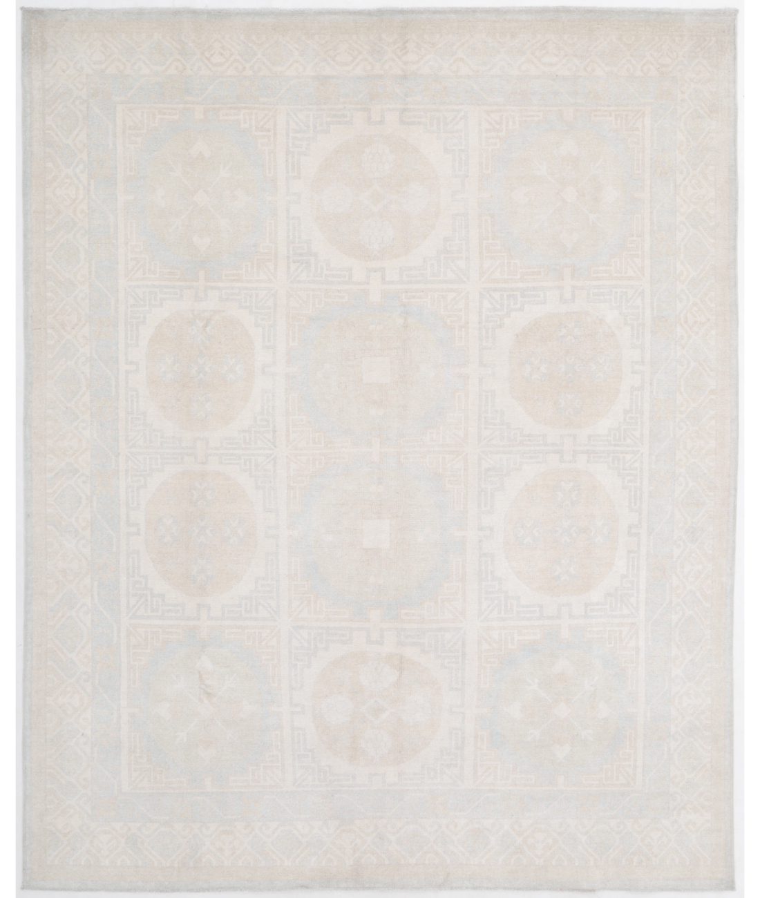 Hand Knotted Khotan Wool Rug  - 8&#39; 6&quot; X 10&#39; 6&quot; 8&#39; 6&quot; X 10&#39; 6&quot; (259 X 320) / Blue / Ivory