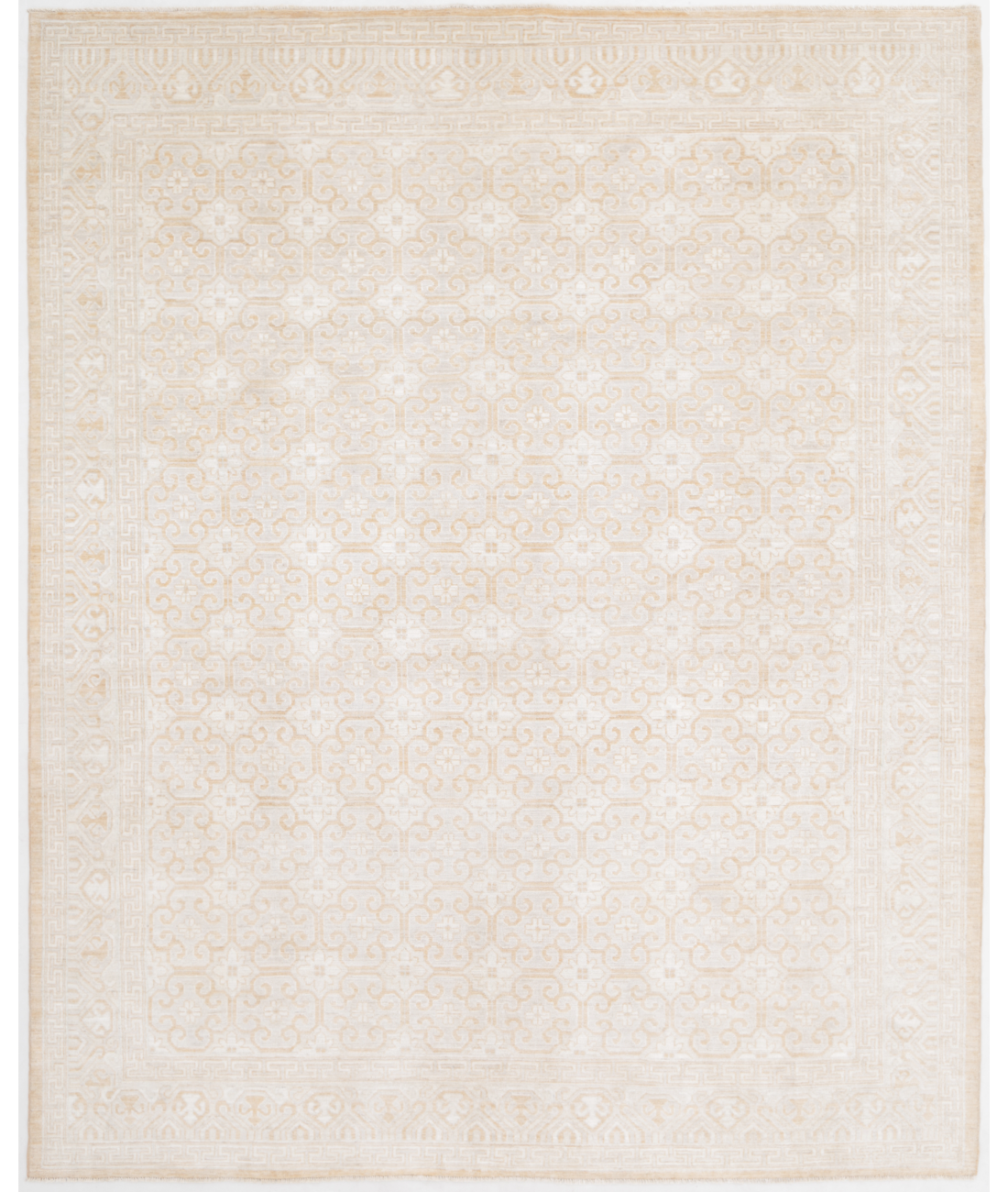 Hand Knotted Khotan Wool Rug  - 8' 11" X 11' 4" 8' 11" X 11' 4" (272 X 345) / Rust / Ivory