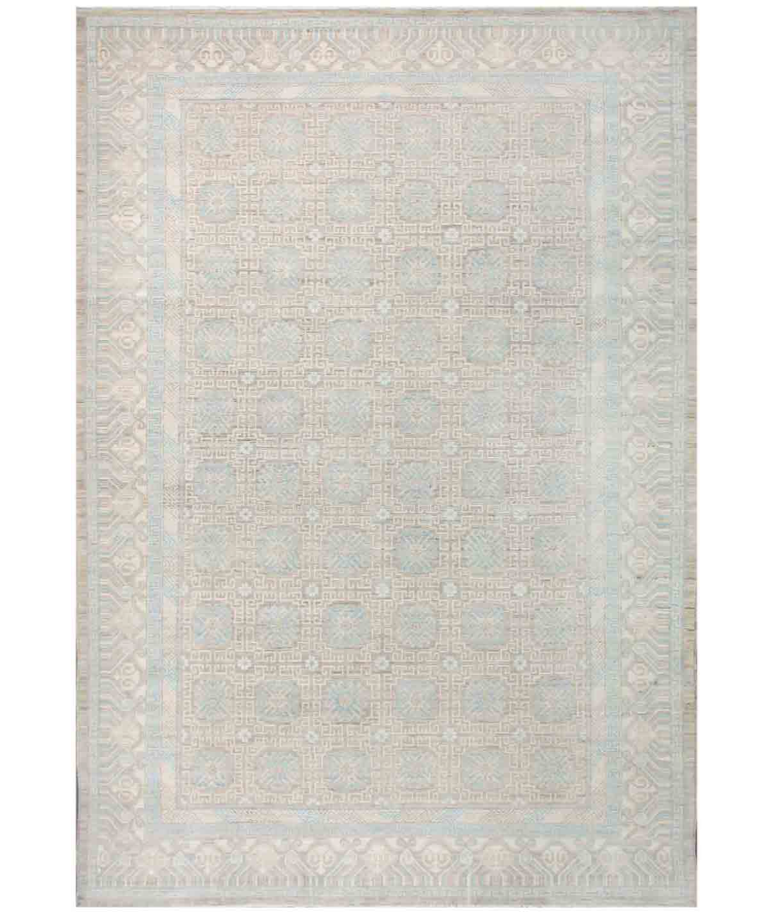 Hand Knotted Khotan Wool Rug  - 12&#39; 0&quot; X 17&#39; 9&quot; 12&#39; 0&quot; X 17&#39; 9&quot; (366 X 541) / Taupe / Ivory