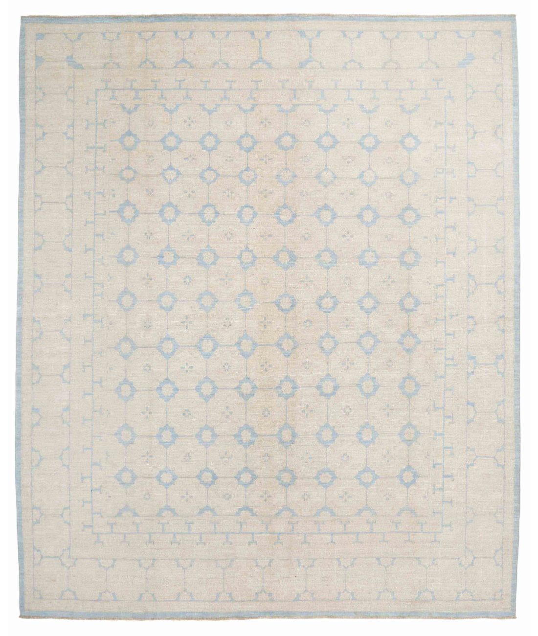 Hand Knotted Khotan Wool Rug  - 7&#39; 10&quot; X 9&#39; 4&quot; 7&#39; 10&quot; X 9&#39; 4&quot; (239 X 284) / Blue / Taupe