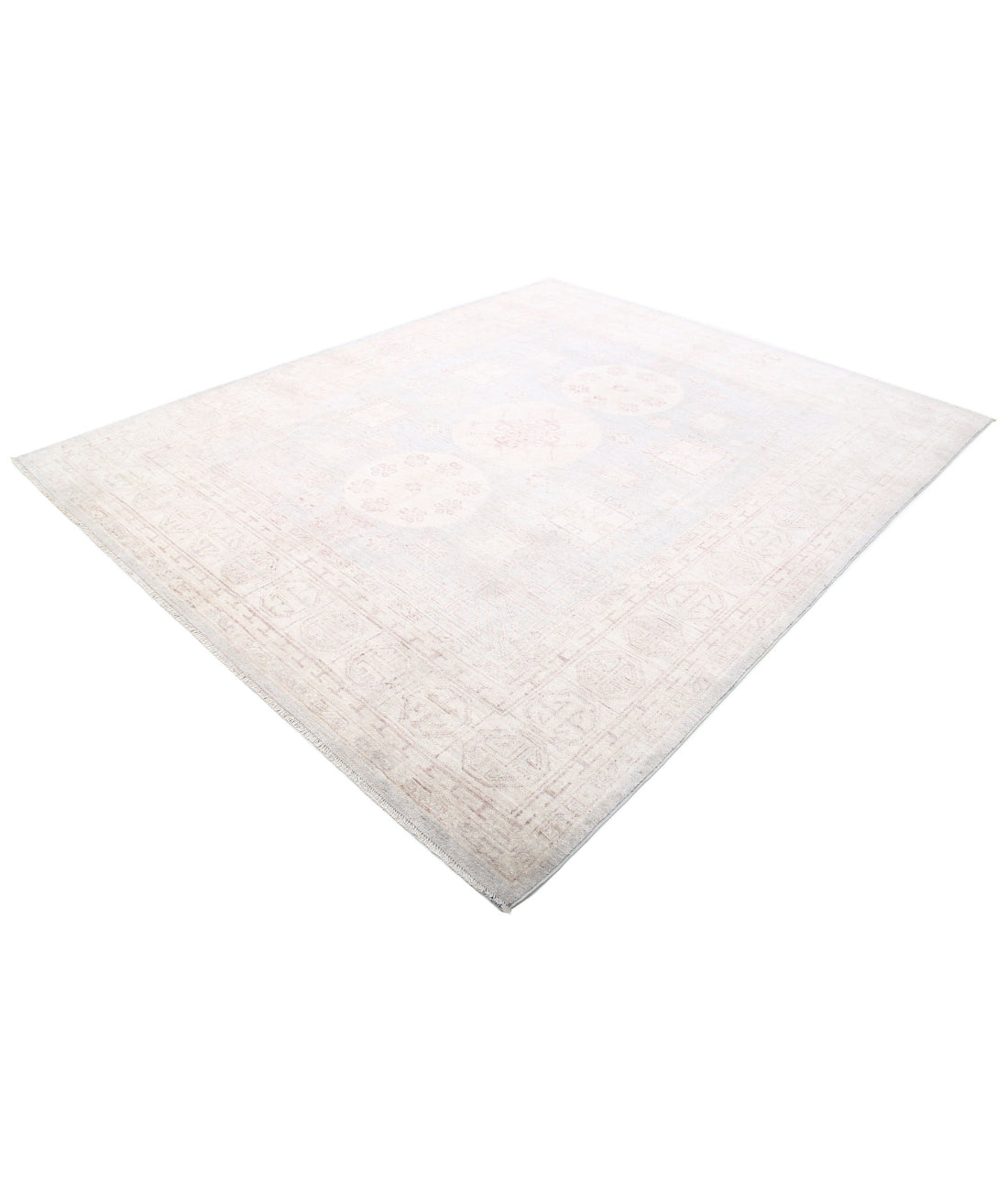 Hand Knotted Khotan Wool Rug - 8'1'' x 9'10'' 8'1'' x 9'10'' (243 X 295) / Grey / Ivory