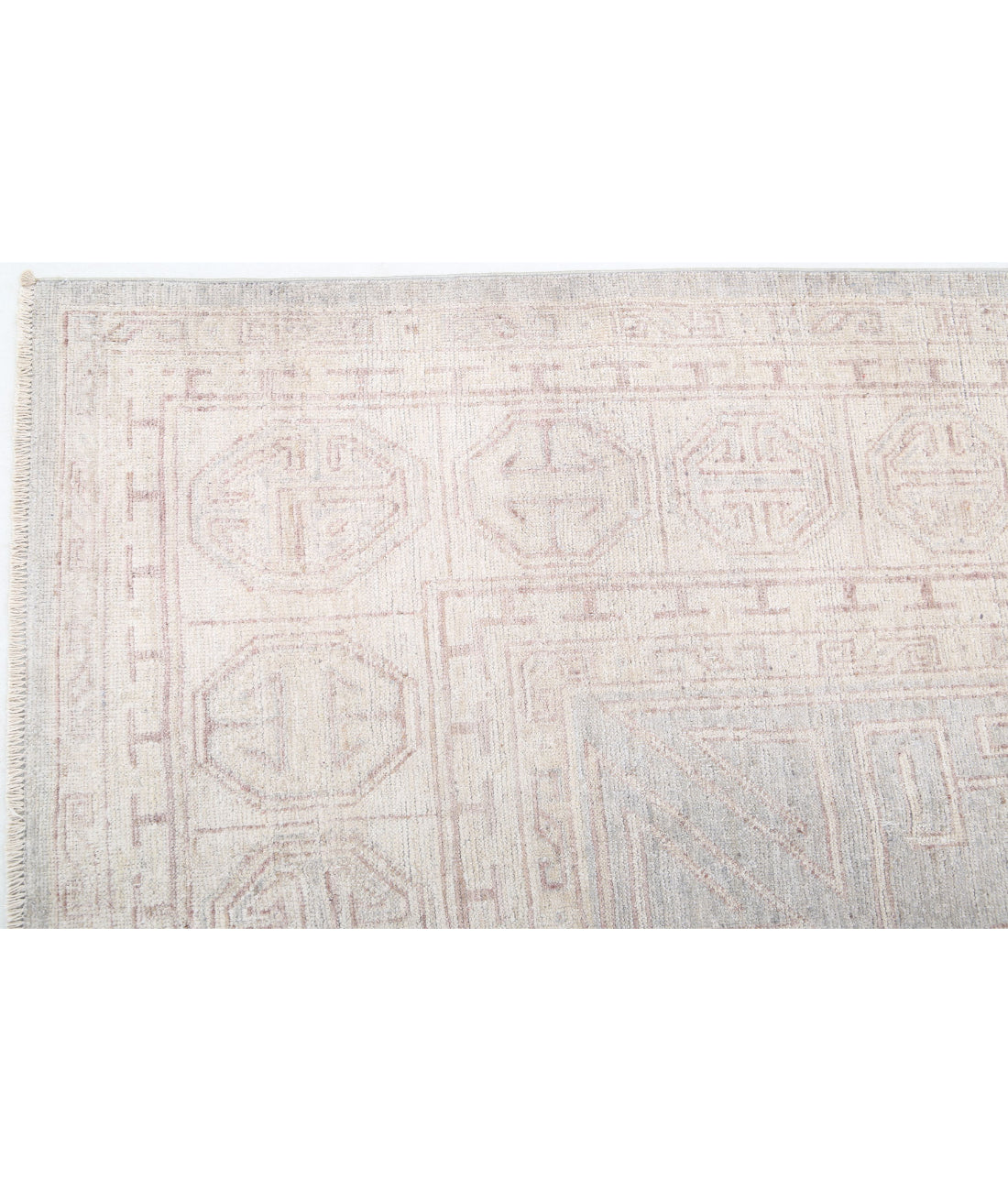 Hand Knotted Khotan Wool Rug - 8'1'' x 9'10'' 8'1'' x 9'10'' (243 X 295) / Grey / Ivory