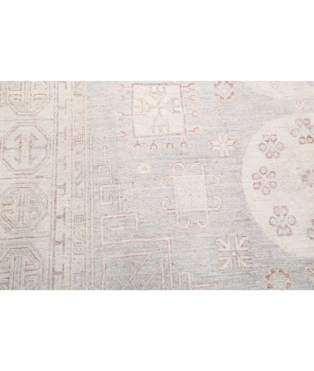 Hand Knotted Khotan Wool Rug - 8'1'' x 9'10'' 8'1'' x 9'10'' (243 X 295) / Grey / Ivory