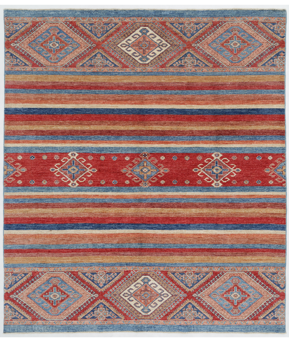 Hand Knotted Khurjeen Wool Rug  - 6&#39; 10&quot; X 7&#39; 10&quot; 6&#39; 10&quot; X 7&#39; 10&quot; (208 X 239) / Multi / Multi